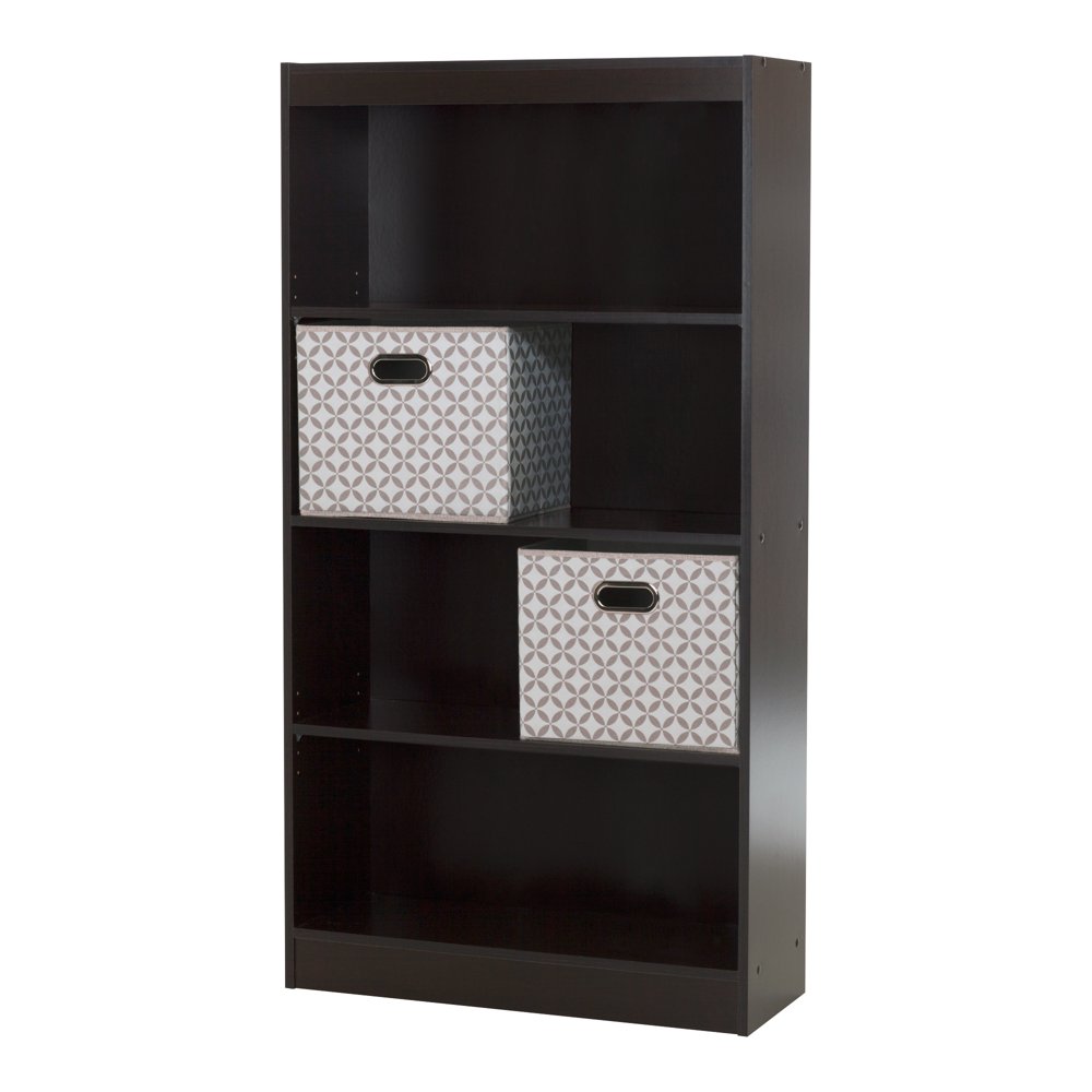 South Shore Smart Basics 4Shelf Bookcase with 2 Fabric Storage Baskets, Multiple Finishes