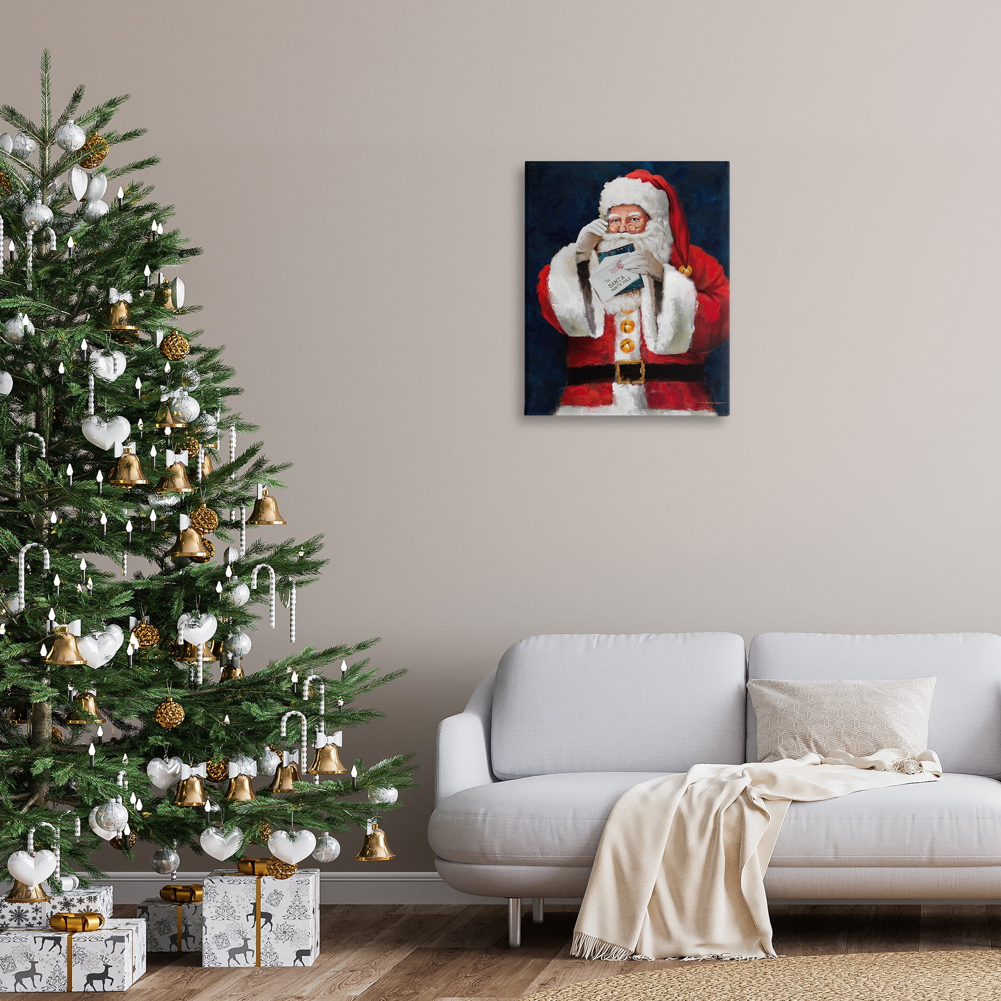 Stupell Industries Santa & Christmas Mail Holiday Painting Gallery Wrapped Canvas Art Prints Wall Art, 24 x 30