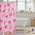 thumbnail image 3 of Manfei Pink Princess Bow Knot Shower Curtain 72Wx84L,3D Cartoon Heart Print Bathroom Shower Curtain, 3 of 5