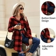 thumbnail image 4 of Weardear Women's Button Down Shirt Flannel Shirt 2025 Fall Long Sleeve Plaid Shacket Snap Button Tops, 4 of 5