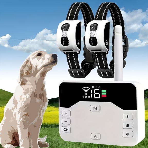 XIBUFE Wireless Dog Fence,Electric Fence System for Dogs,Shock Training Collar,Wireless Pet Boundary Containment System,Waterproof Rechargeable Training Collar,Vibrate/Shock Dog Fence,For 2 Dogs