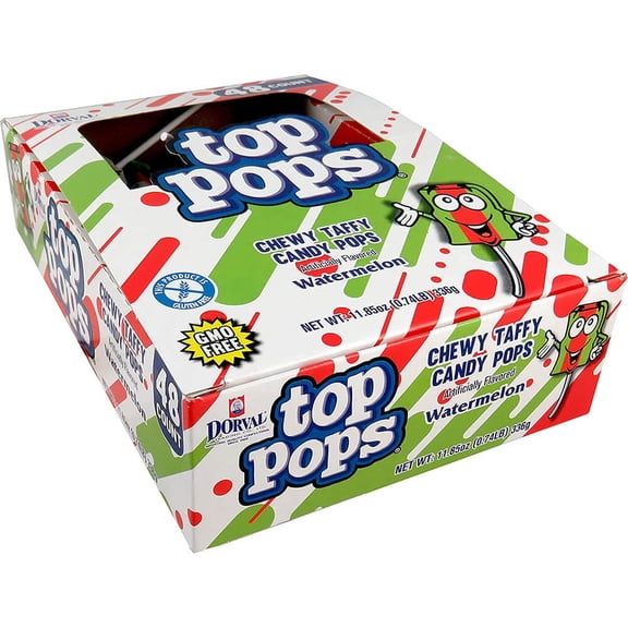 Top Pops Watermelon Taffy Pops - Case of 48