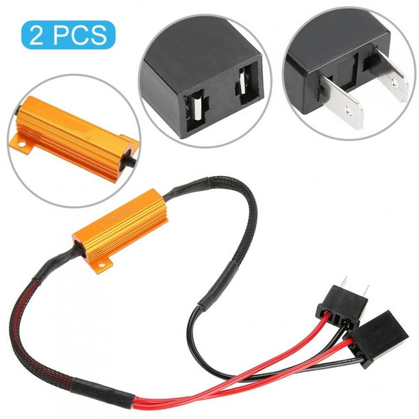 Decodificador de resistencia de carga, 2 piezas decodificadores LED para automóvil Decodificador de faros LED de resistencia de carga multifuncional