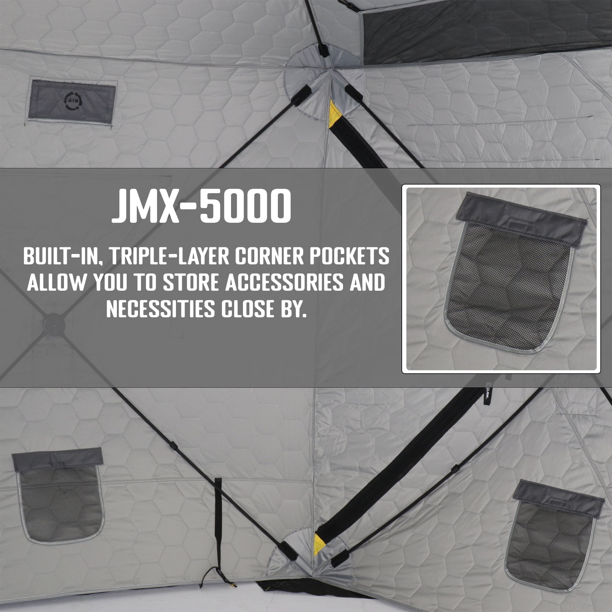 CLAM Jason Mitchell X5000 Portable 6 Person 9' Ice Fishing Thermal Shelter  
