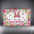 thumbnail image 5 of Cute Bunny Themed Happy Birthday Banner with Floral Butterfly Elements Party Backdrop Background for Birthday Party Decorations Photography Props Celebrations, 5 of 7