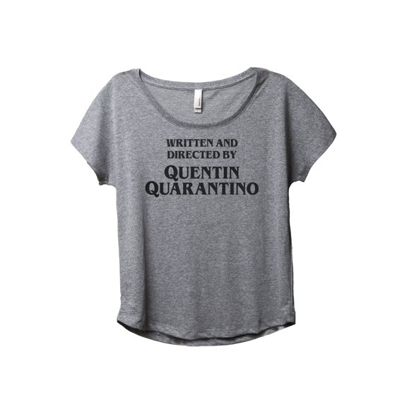 Written And Directed By Quentin Quarantino Women's Fashion Slouchy Dolman T-Shirt Tee Heather Grey 2X-Large