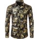 thumbnail image 4 of Camisa de vestir con estampado floral dorado de lujo para hombre, camisas de manga larga con botones y estampado completo en 3D para fiestas, blusas casuales para hombre, 4 of 5