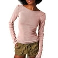 thumbnail image 2 of Aloohaidyvio Womens Long Sleeve Crewneck T-Shirt Basic Solid Slim Fit Cotton Tops Pink M, 2 of 6