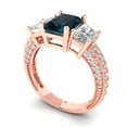 thumbnail image 2 of 3.61 ct Emerald Cut Natural London Blue Topaz 3 Stone 14K Rose Gold Womens Engagement Ring, 2 of 5