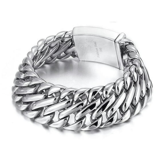Men's 26mm Wide Heavy 316L Stainless Steel Curb Cuban Chain Bangle Bracelet HOT