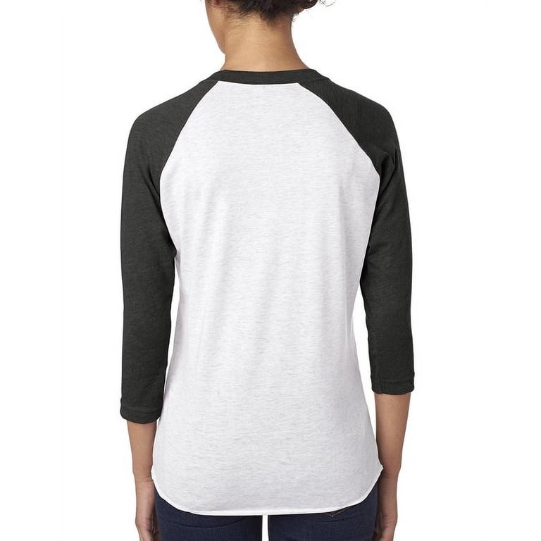 Next Level Unisex 3/4-Sleeve Raglan T-Shirt - Vintage Black & Heather White Tri-Blend Tee
