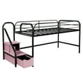 thumbnail image 5 of Low Loft Twin Metal Bed with 2 Big Storage Steps, Toddler Kids Modern Metal Bed Frame, Heavy Duty Bed, Multifunction Design Bed Bedroom Furniture, Space-Saving, No Box Spring Needed (Pink), 5 of 8