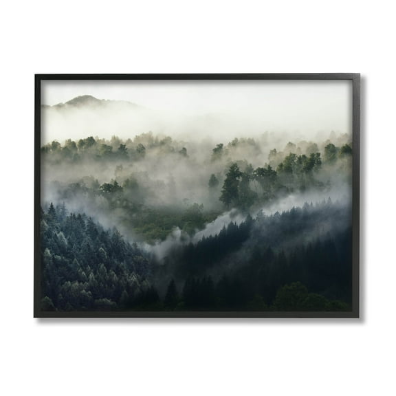 Stupell Industries Foggy Green Mountain Peaks Photograph Black Framed Art Print Wall Art, Design by Ziwei Li
