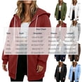 thumbnail image 7 of Womens Plus Size Hoodies Long Tunic Loose Fit Zip Up Sweatshirt Drawstring Casual Oversized Comfy Fall Coat with Pockets, 7 of 7