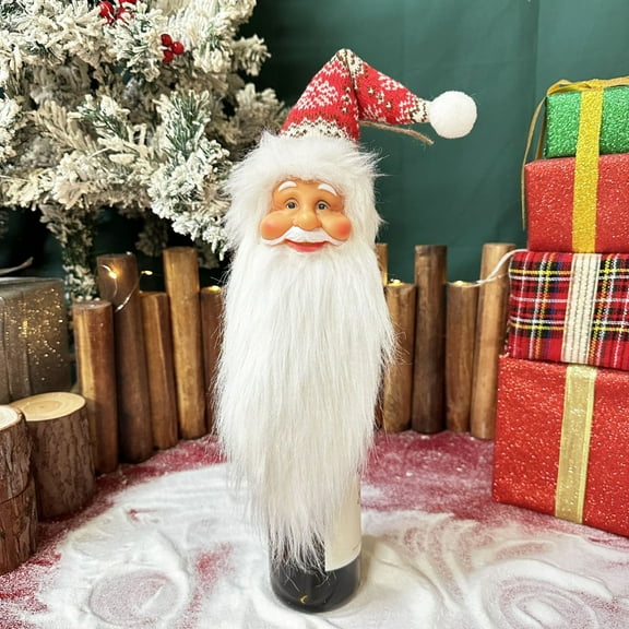 Santa Head Wine Bottle Cover, Christmas Tree Hanging Ornaments & Tree Topper Star for Indoor Christmas Decorations