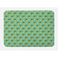 thumbnail image 1 of Pineapple Bath Mat, Geometric Hipster Design Tropical Climate Fruits Pattern Retro Summer, Non-Slip Plush Mat Bathroom Kitchen Laundry Room Decor, 29.5 X 17.5 Inches, Orange Seafoam Green, Ambesonne, 1 of 2