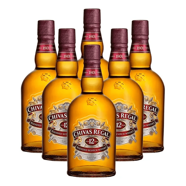 Whisky Chivas Regal 12 Años Litro Pack 6 Botellas