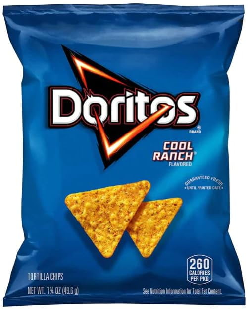 Doritos Cool Ranch Flavored Tortilla Chips, 12 Pack, 1.75 oz Each, with Mystery Gift
