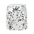 thumbnail image 6 of Baberdicy Women's Sequin Skirt Mardi Gras Sparkling Sequin Holiday Mini Slim Skirt Hip Cover Skirt Silver Polyester, 6 of 9