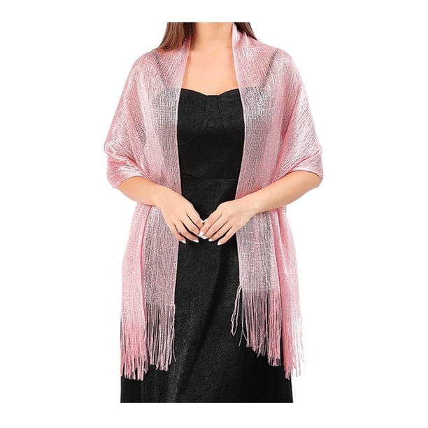 Minnieouse Bufanda brillante de lujo, chal para sombra de protección solar, hilo fino femenino, borla de encaje hueco largo, capas de boda, bufandas Ropa, zapatos y accesorios Miscelánea Rosado Minnieouse AP015060-13