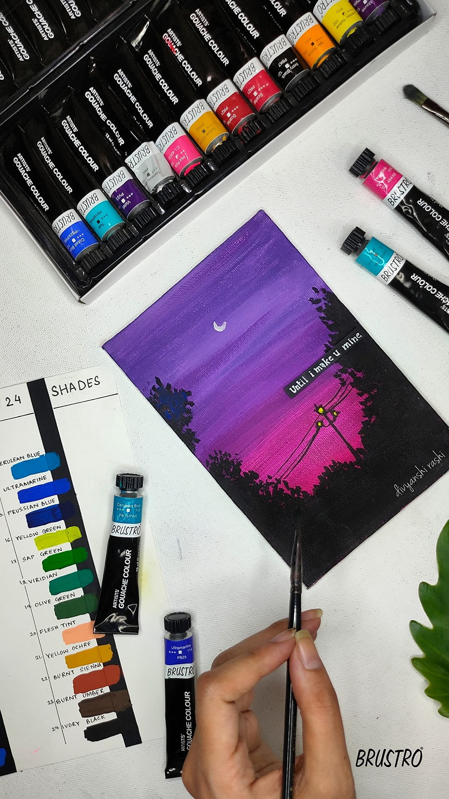 Brustro Artists Gouache Colour Set Of 12 Colours X 12Ml Tubes.