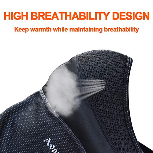 Avanigo Balaclava Warm Face Mask with a Activated Filter for Water Resistant Motorcycle Anti Droplets Fleece Ski Mask,Black 