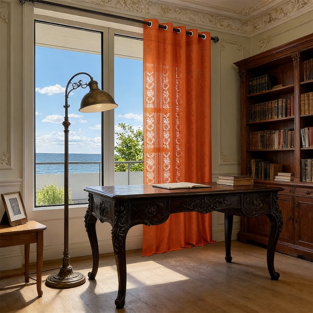 Cortinas de encaje para ventanas – Cortinas gruesas y caladas con elegante caída para sala de estar, dormitorio y balcón – Tratamiento de ventanas de poliéster que filtra la luz y aísla del calor