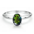 thumbnail image 3 of Gem Stone King 14K White Gold Tourmaline Green Mystic Topaz Solitaire Engagement Ring for Women | 0.80 Cttw | Oval 7X5MM | Gemstone November Birthstone | Size 5, 3 of 6
