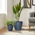 thumbnail image 2 of Modern Round Planters Set - Blue Tapered Outdoor Decor - 11 Inch Planter - 2 Piece Polypropylene Planter Set, 2 of 6