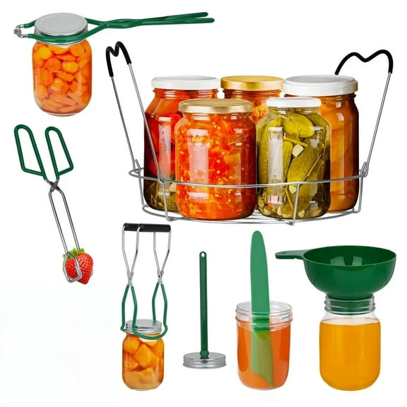 Canning Kits, 7Pcs Canning Supplies Boxed Set, Stainless Steel Set, Jar Lifter, Folding Rack, Tongs, Complete Multifunctional Canning Tools, Canning Kit includes Wide Mouth Funnel for Mason Jars