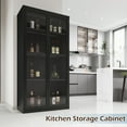 thumbnail image 6 of YODOLLA Display Cabinet with Acrylic Glass Doors Storage Cabinets with Adjustable Shelves Pantry Storage Cabinet  Metal Curio Cabinet for Living Room Office and Kitchen, Black, 6 of 11