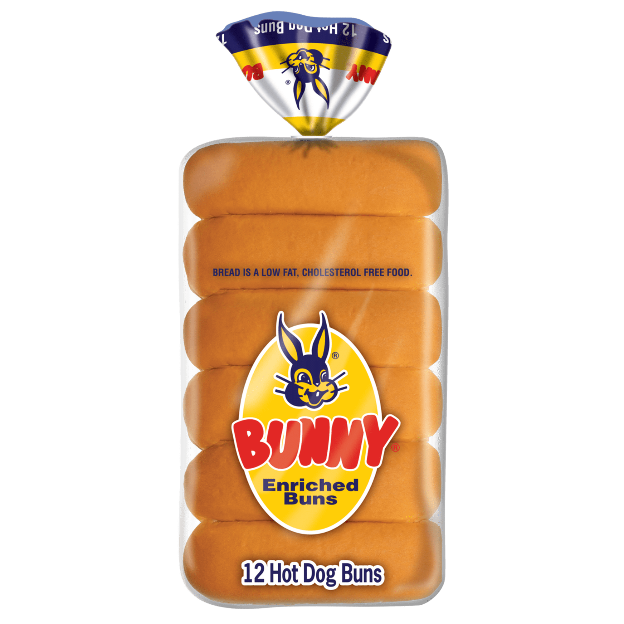 Bunny Bread Hot Dog Buns, Sliced White Bread Hot Dog Buns, 18 ounce, 12 Count