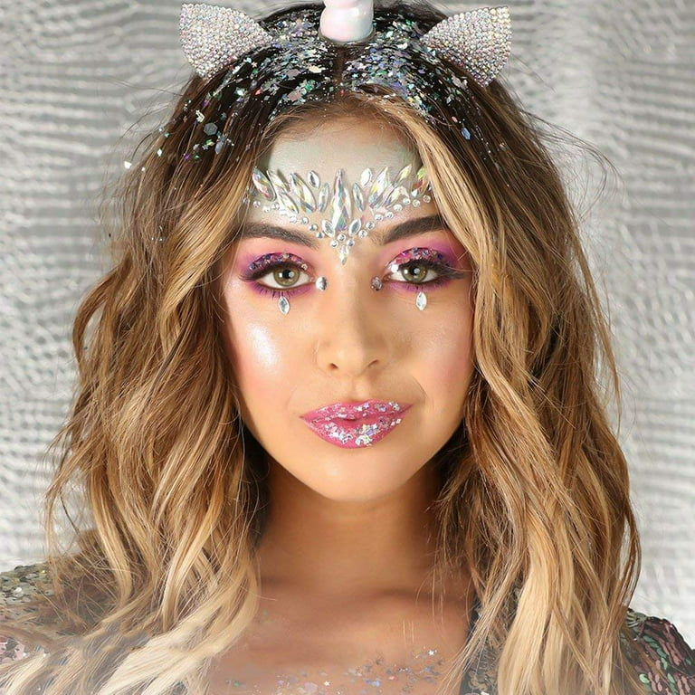 6 Sets Mermaid Face Jewels Rhinestone Face Gems Stick on Halloween