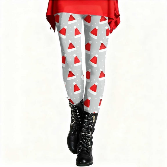 MELDVDIB Leggings for Women Fashion Christmas Printed Elastic Waisted Tights Thermal Warm Workout Stretch Comfy Jogger Yoga Pants