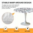 thumbnail image 2 of Elastic Fitted Round Tablecloth, Grey Blue Botanical Waterproof Stretch Table Cover for 45"-54" Tables, Watercolor Spring Floral Summer Leaf Washable Outdoor Tablecloths for Patio, Picnic, Camping, 2 of 9