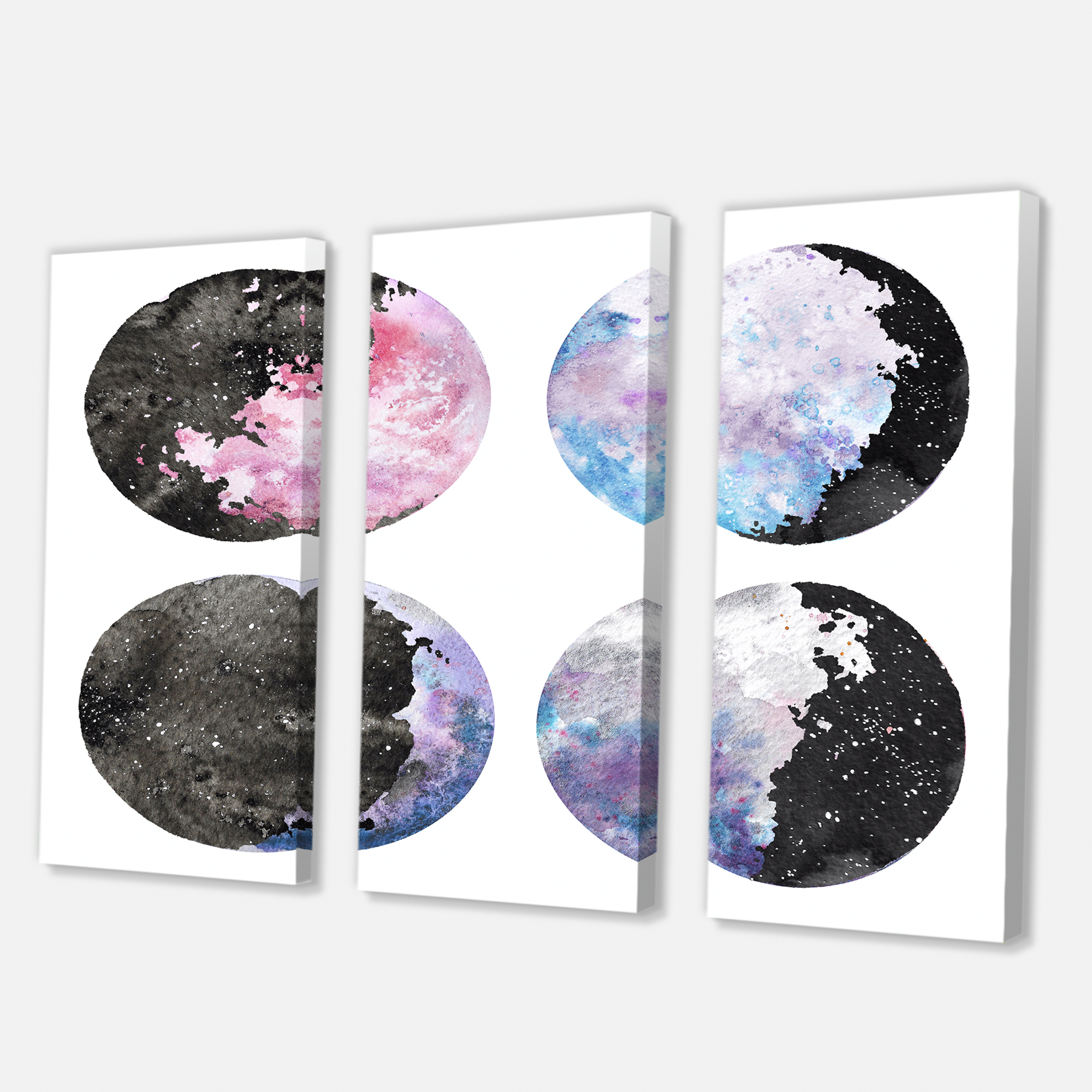 Designart ' Moon Phases With Sky and Stars ' Bohemian & Eclectic Canvas Wall Art Print