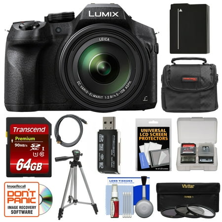 Panasonic Lumix DMC-FZ300 4K Wi-Fi Digital Camera with 64GB Card + Battery + Case + Tripod + 3 Filters +