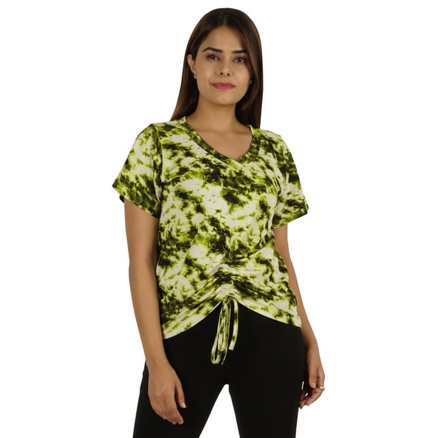 Moomaya Tee-Shirt Décontracté à Manches Courtes pour Femmes, Col en V