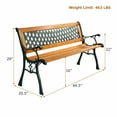 thumbnail image 3 of Patio Park Garden Bench Porch Path Chair Deck Cast Iron Hardwood, 3 of 10