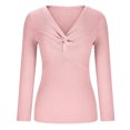 thumbnail image 5 of Ahabrexf Summer Blouses for Women, Solid Color Long Sleeve Pullover Neck Casual Sweater, 5 of 8