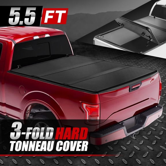 Nuvision for 04-14 Ford F150 Truck 5.5Ft Short Bed Frp Hard Solid Tri-Fold Tonneau Cover