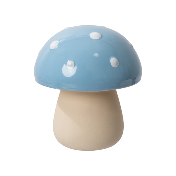 Mainstays Blue Ceramic Mushroom Outdoor Table Torch with Fiberglass Wicker