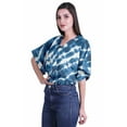 thumbnail image 3 of Moomaya Printed Boxy Sleeve Tops For Women V-Neck Elastic Waist&nbsp;Kimono Top, 3 of 5