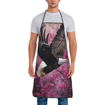 

Tideii Flower Bald Eagle for Tie-up Apron Unisex Waterproof and Stain-Resistant Bib Apron for Kitchen Garden Painting