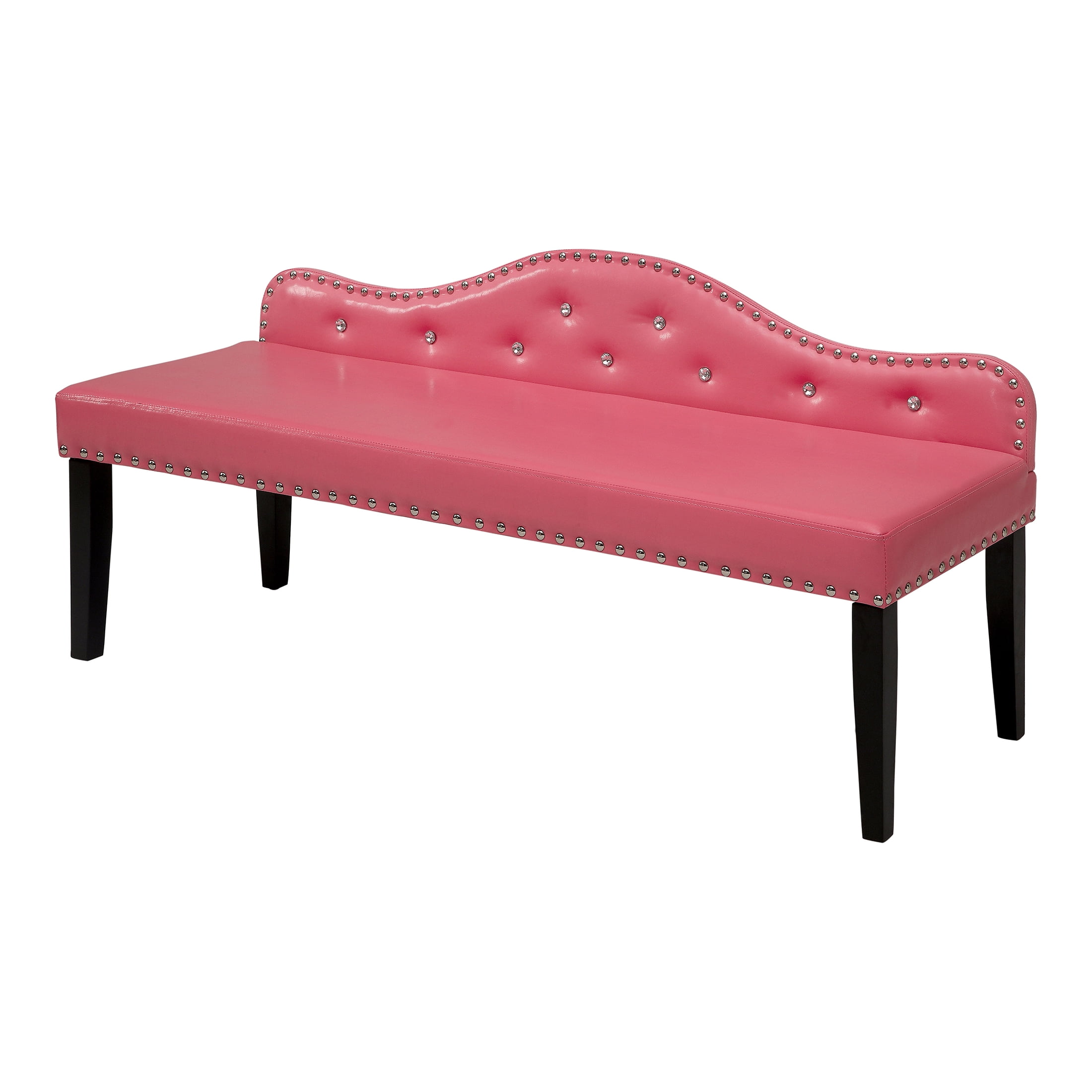 Furniture of America Marina Faux Leather Upholstered Bench, Pink