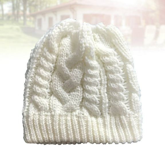 LEORX Ponytail Hat White Wool Adult Beanie 1Pcs for Autumn Activities