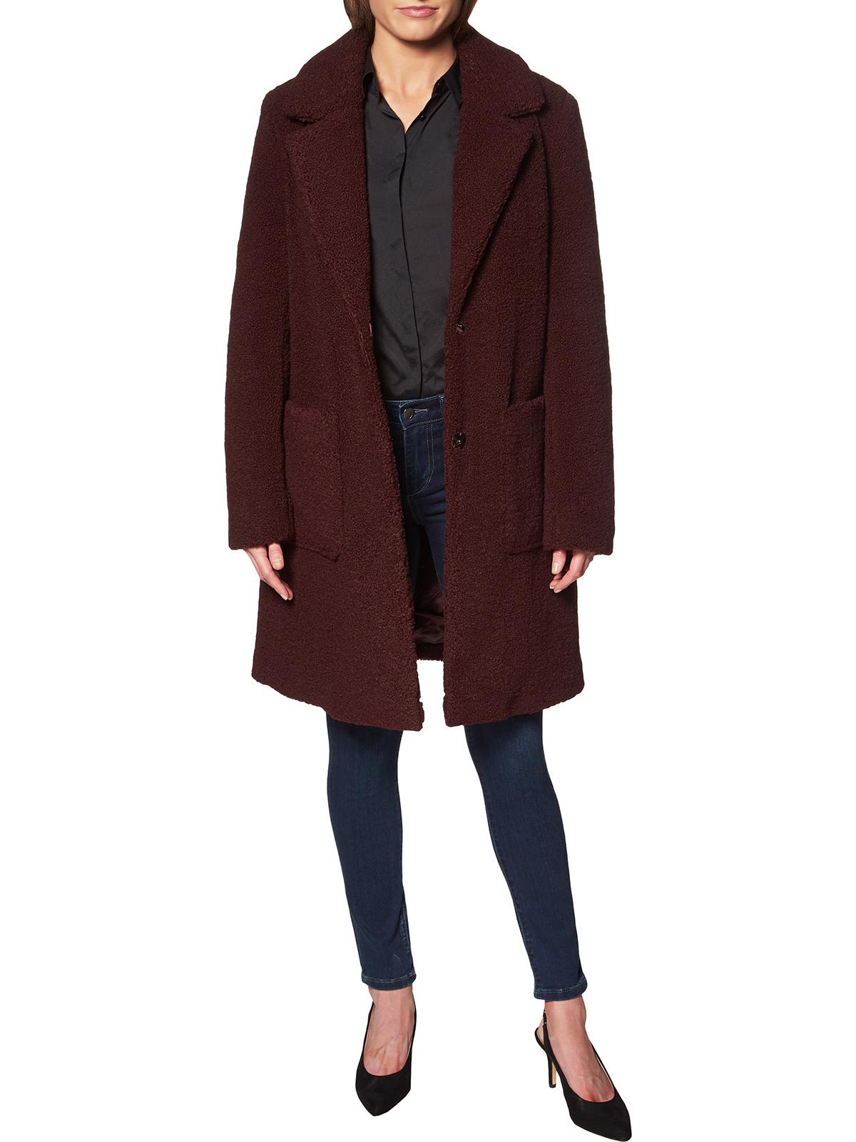 French Connection Womens Teddy Faux Shearling Faux Fur Coat