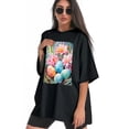 thumbnail image 4 of Plus Size Shirt for Women Black Tops for Women Short Sleeves Shirt for Women Watercolor Eggs T Shirt Crewneck Shirt for Women 5XL, 4 of 5