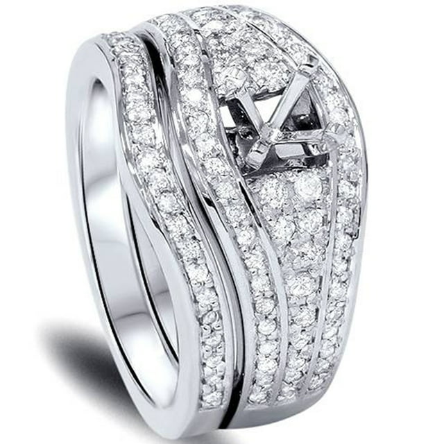 Ensemble de Montage de Fiançailles Diamant 1/2ct Or Blanc 14K