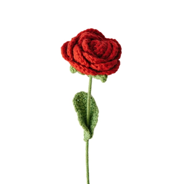 Artificial Rose Wool Crochet Flower Never Wither Long Lasting Flower 3D Texture Design Romantic Bloom for Mother's Day